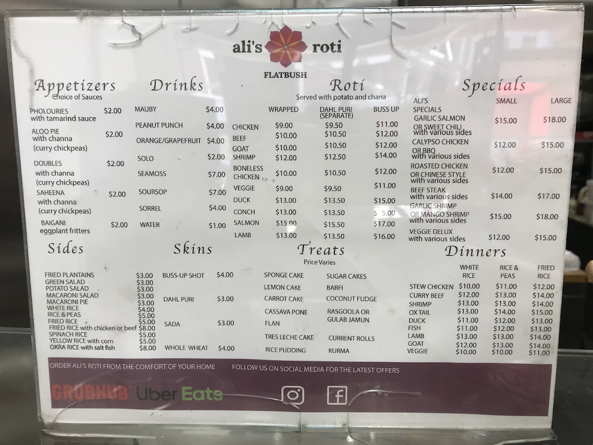 Ali’s roti shop Photo Menu 1