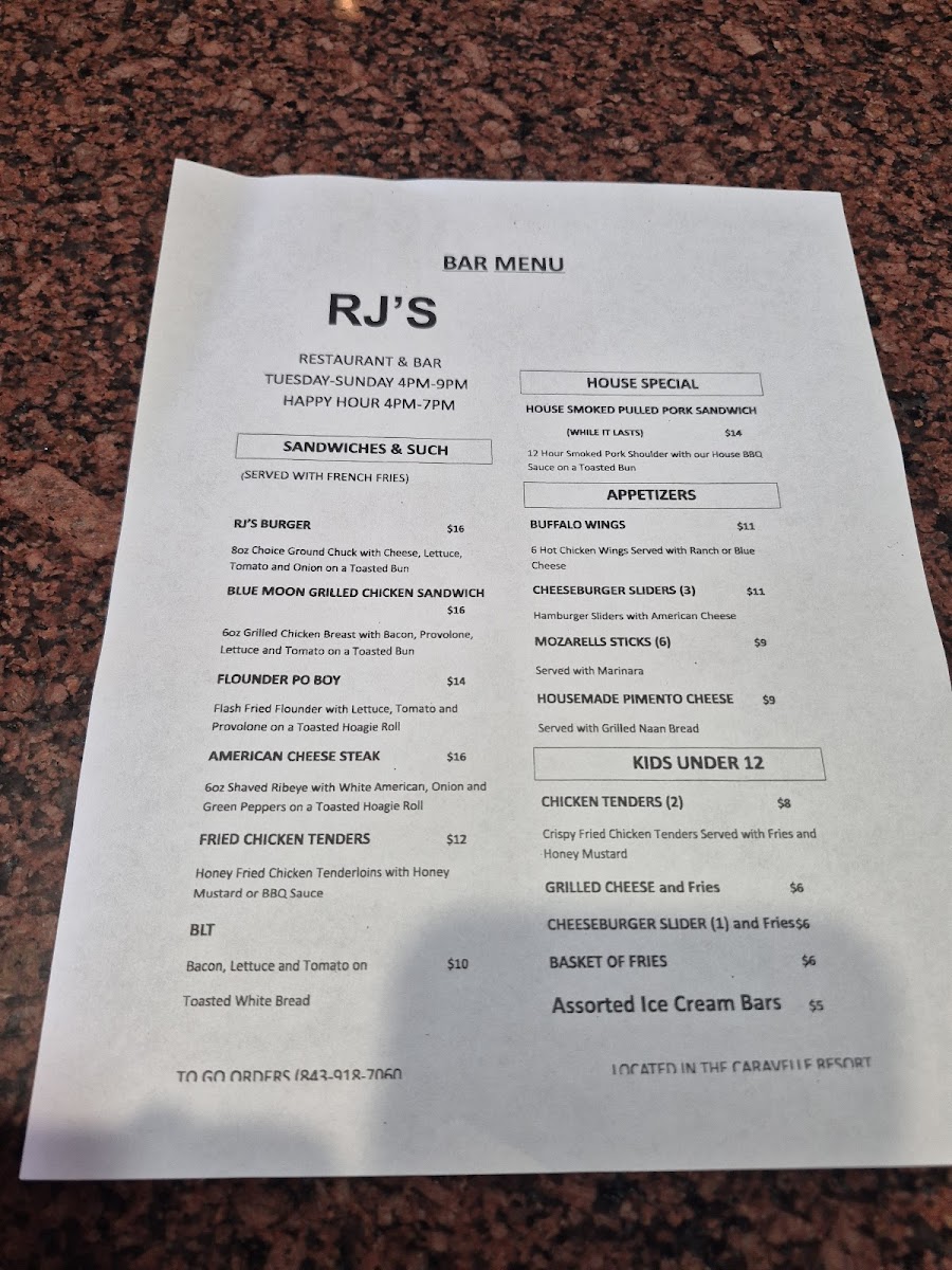 RJ's Restaurant & Bar Photo Menu 3