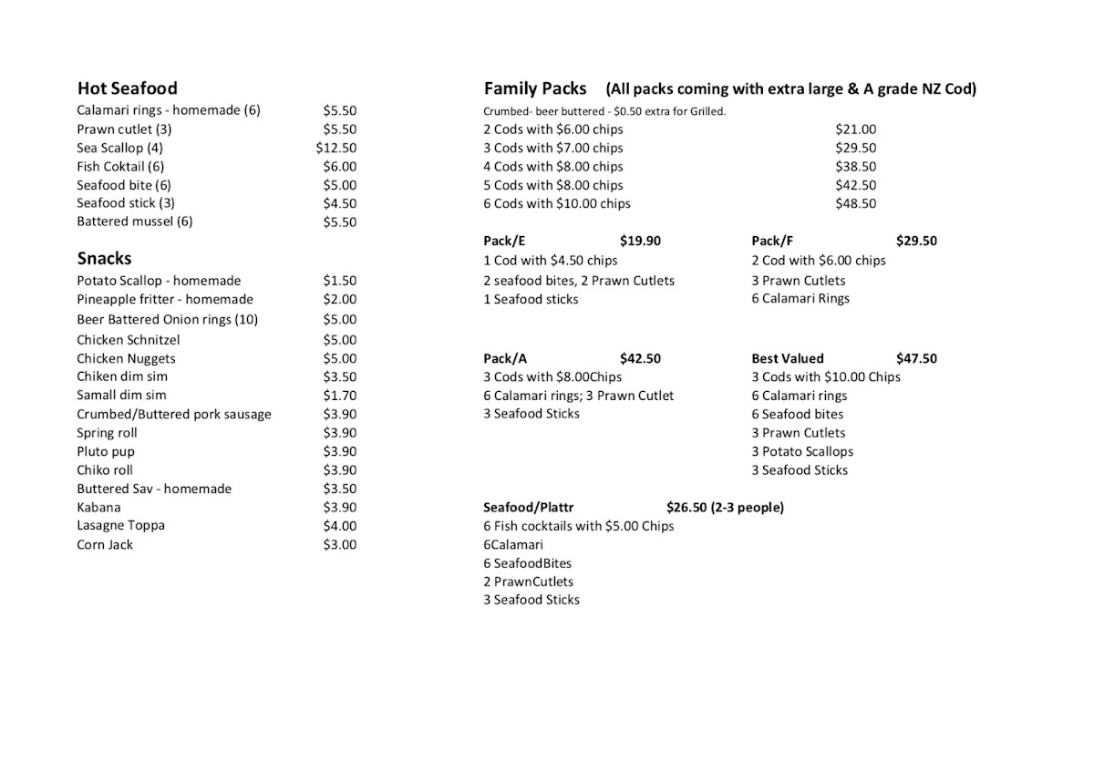 Parfrey Place Seafood Photo Menu 3