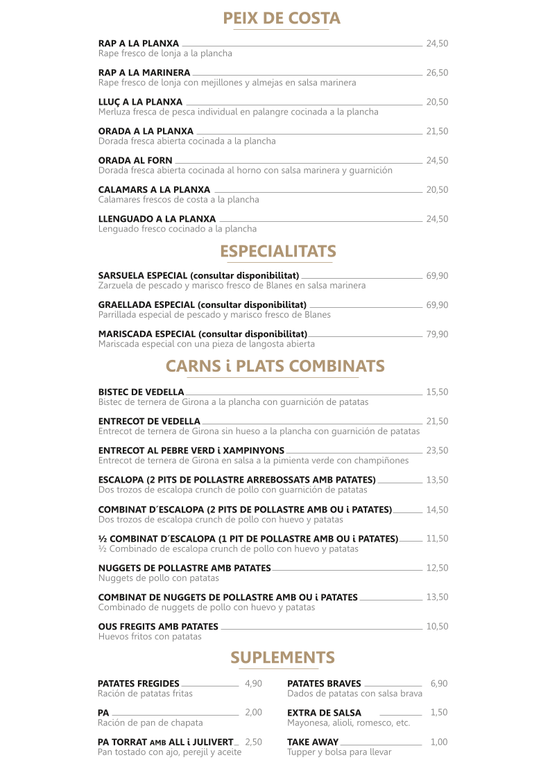 Restaurant Cal Tony Blanes Photo Menu 1
