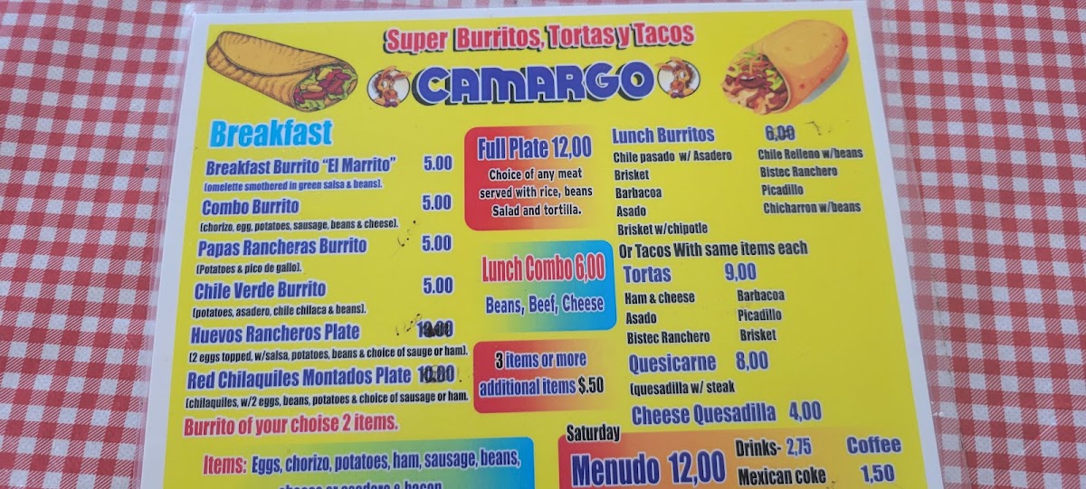 Super Burritos Camargo Photo Menu 1