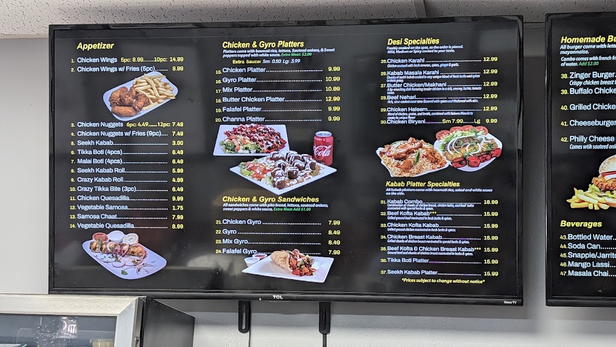 Kabab Platter & Burger Photo Menu 2