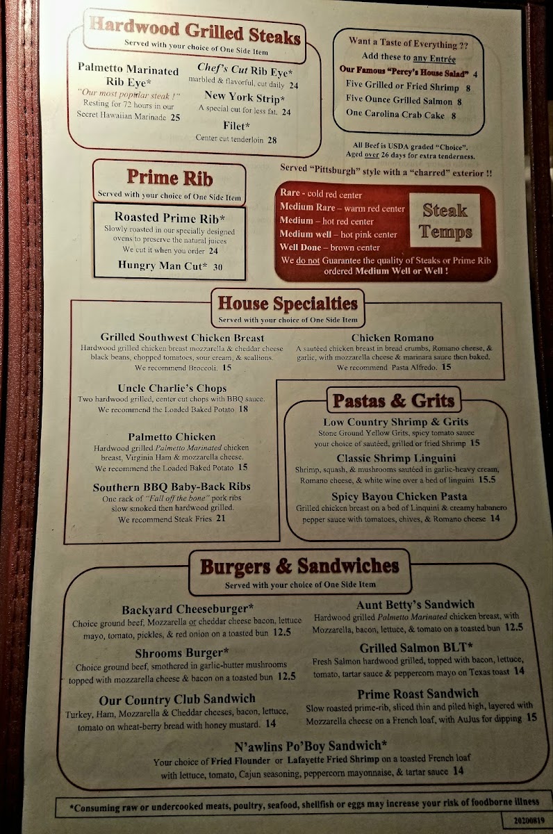 Percy & Willies Photo Menu 10