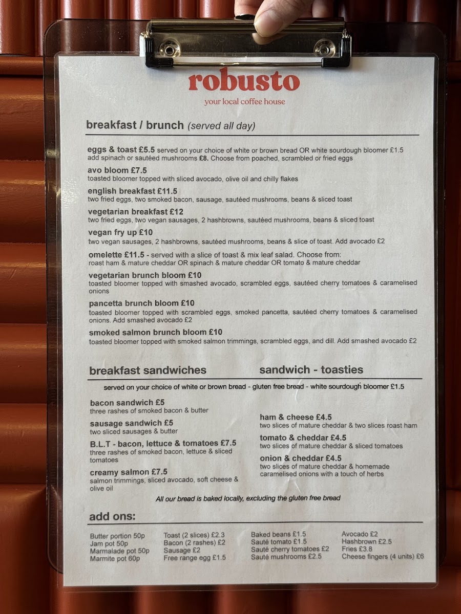 Robusto Coffee Roasters. Your Local Coffee House Photo Menu 1