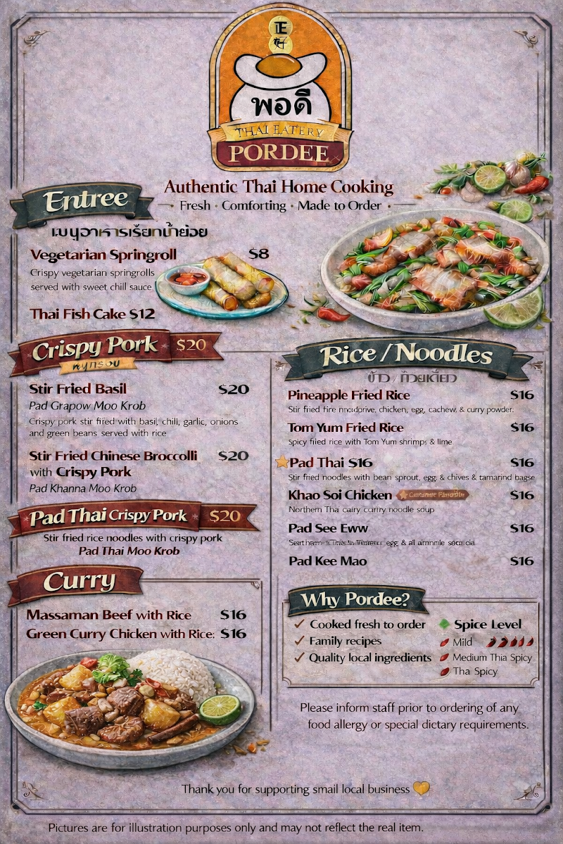 Pordee Eatery Photo Menu 1