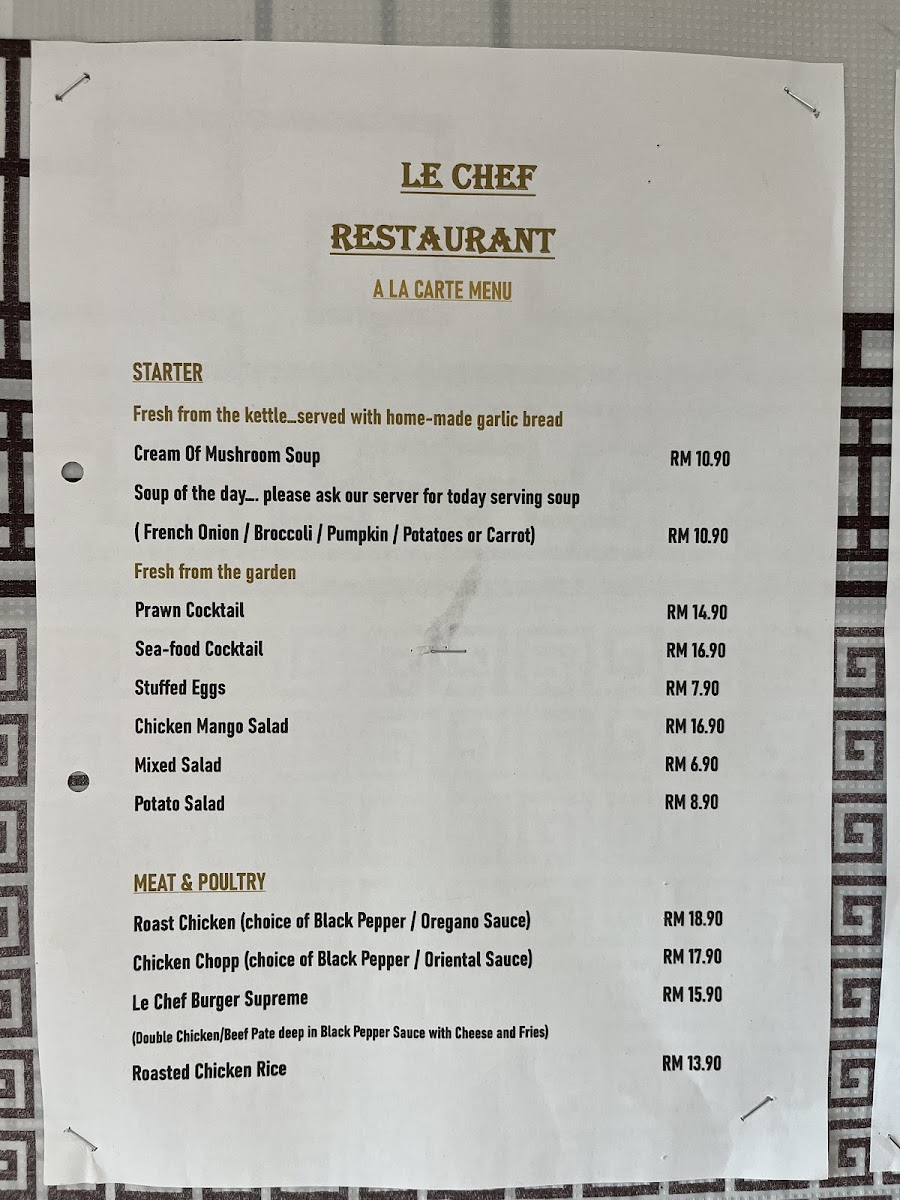 Le Chef Restaurant Photo Menu 1