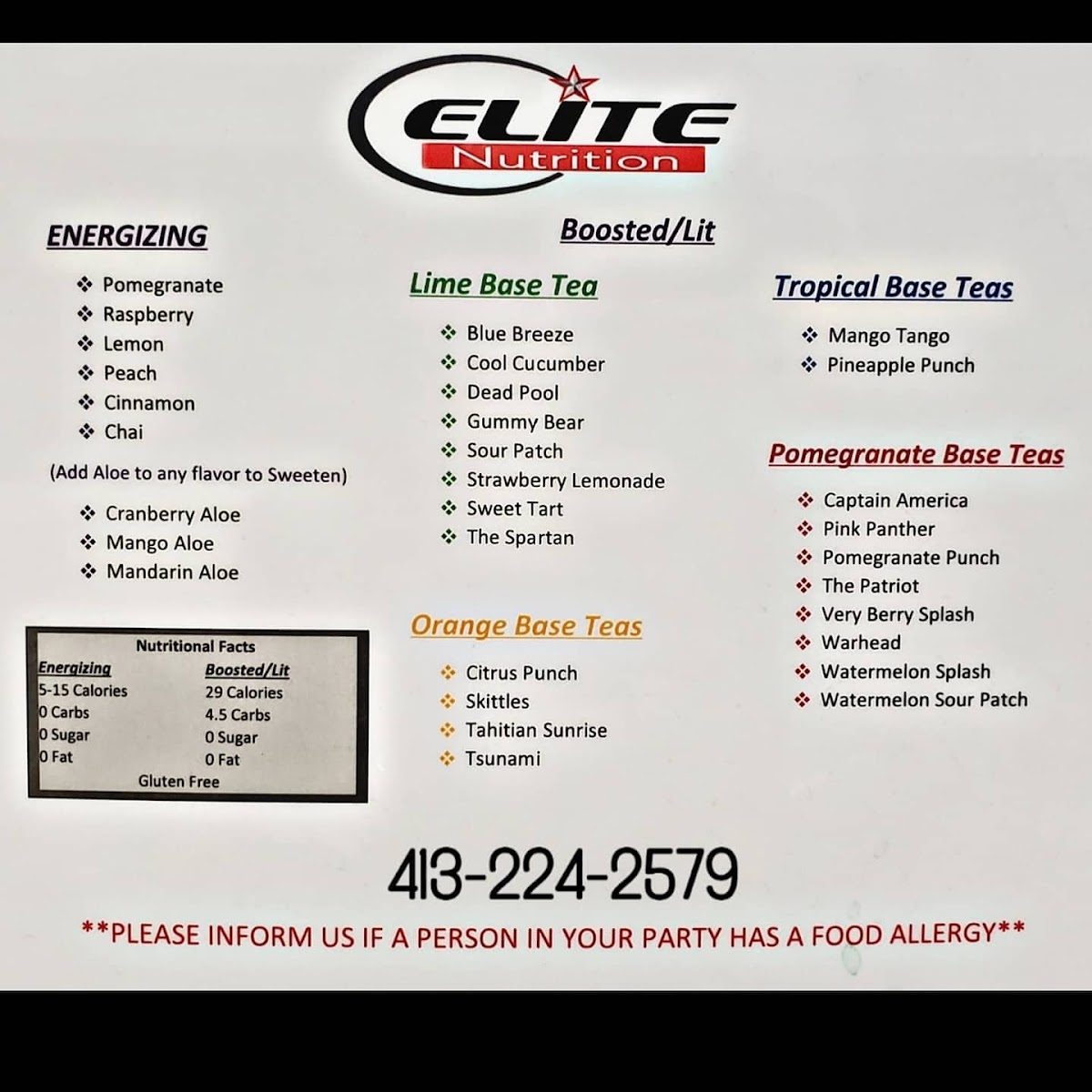 Elite Nutrition Photo Menu 2