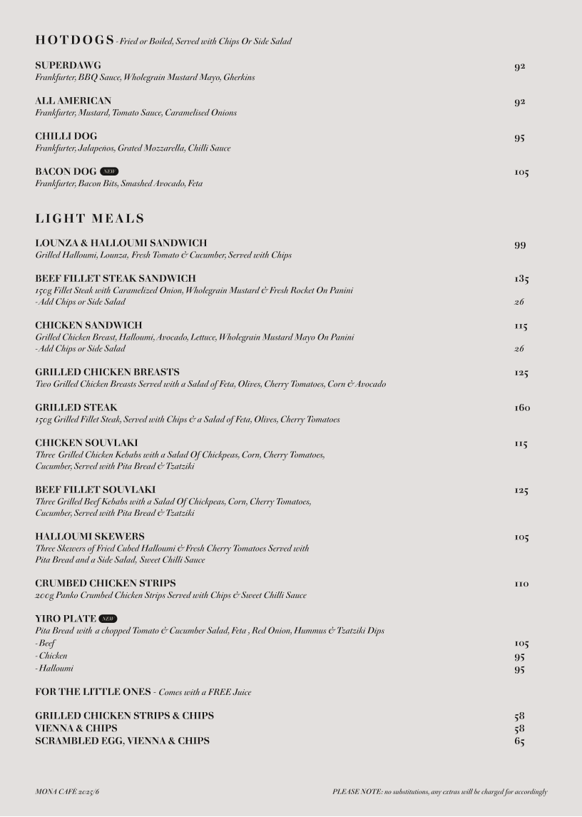 Mona Café Photo Menu 2