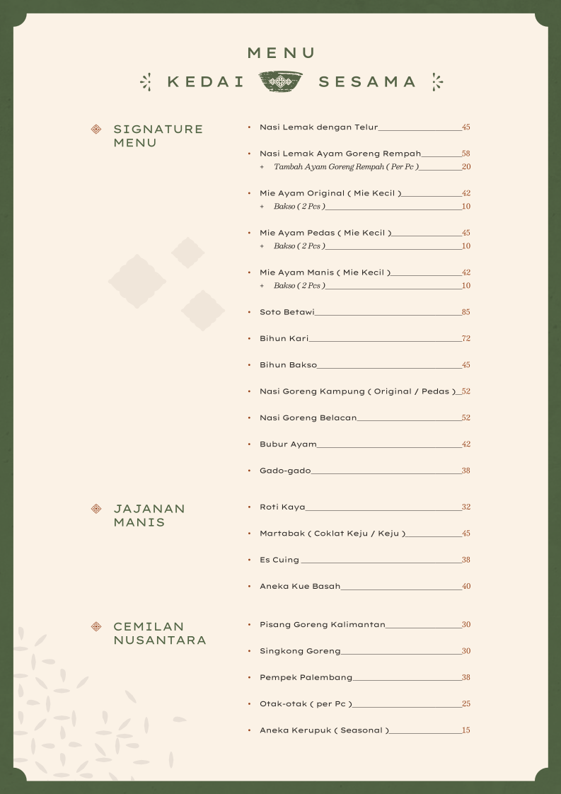 Kedai Sesama - Cikini Photo Menu 1