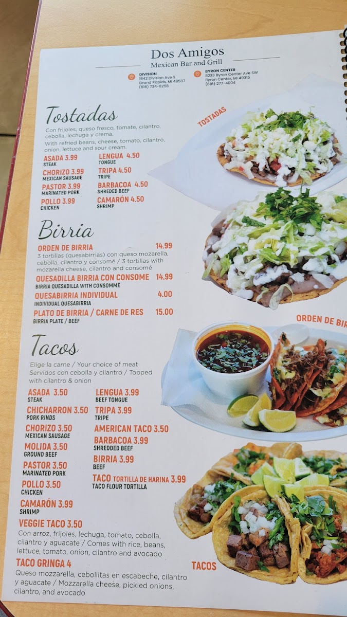 Dos Amigos Restaurant Photo Menu 1