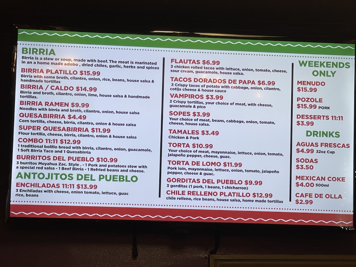 11:11 SABORES DEL PUEBLO Photo Menu 3