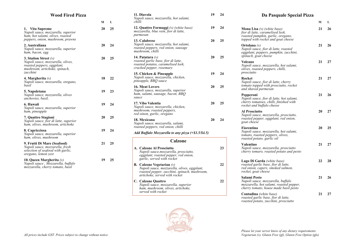 Da Pasquale Woodfire Pizzeria Photo Menu 2