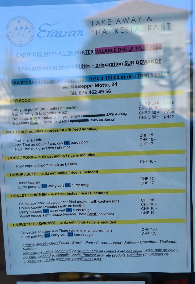 Erawan Take Away Photo Menu 3