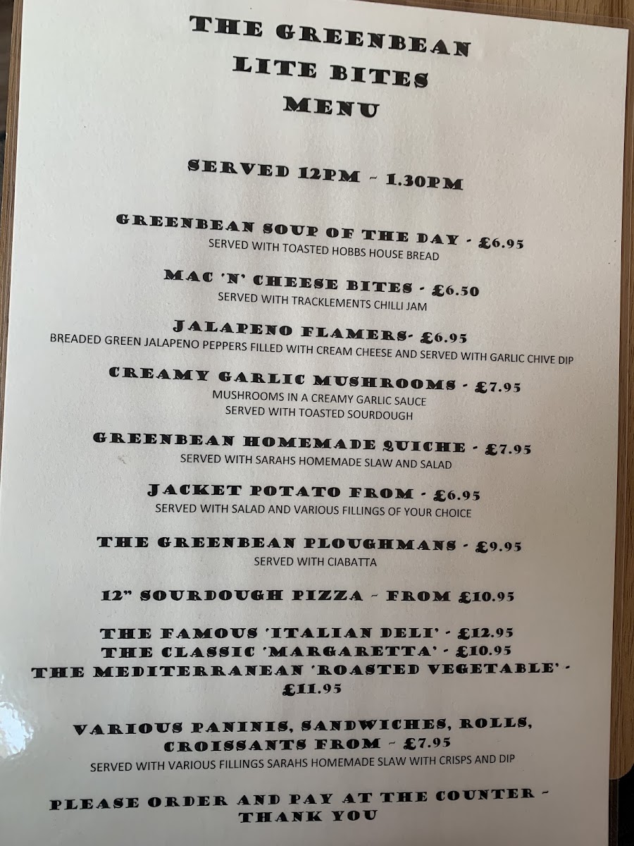 The Greenbean Cafe Photo Menu 4