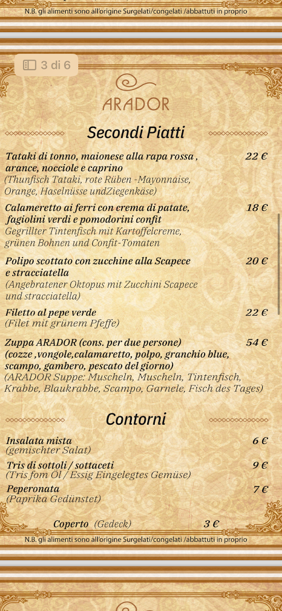 Arador Lignano Photo Menu 2