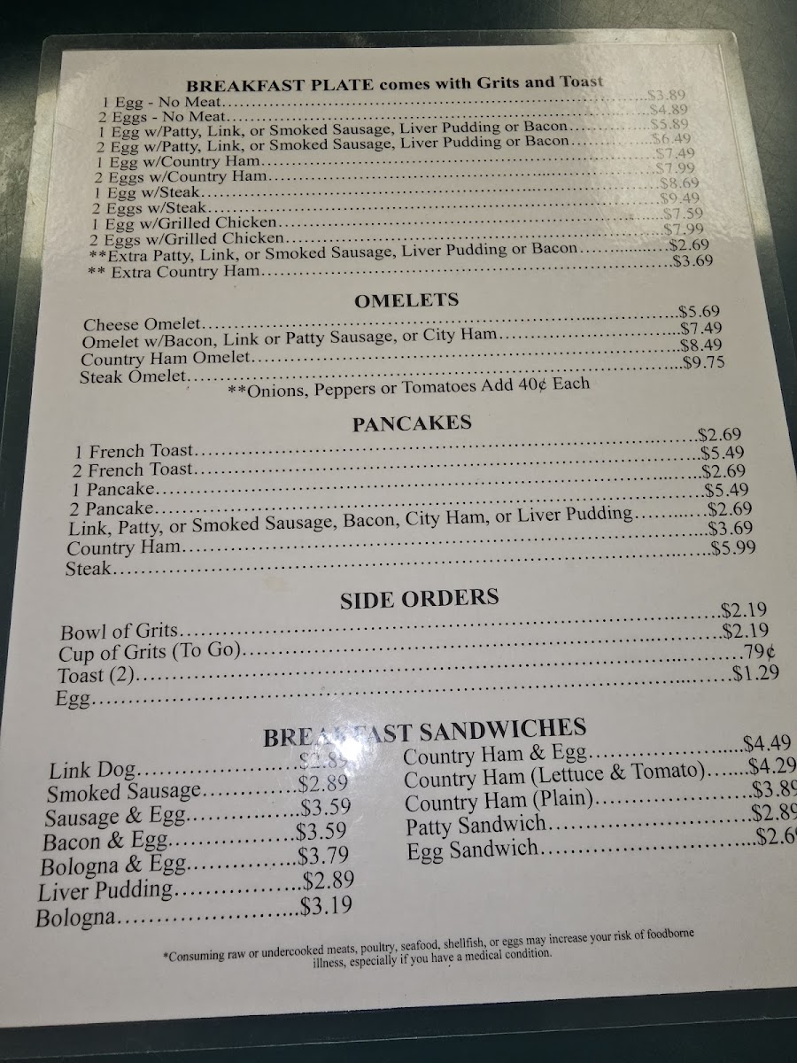 Jay’s Country Kitchen Photo Menu 2