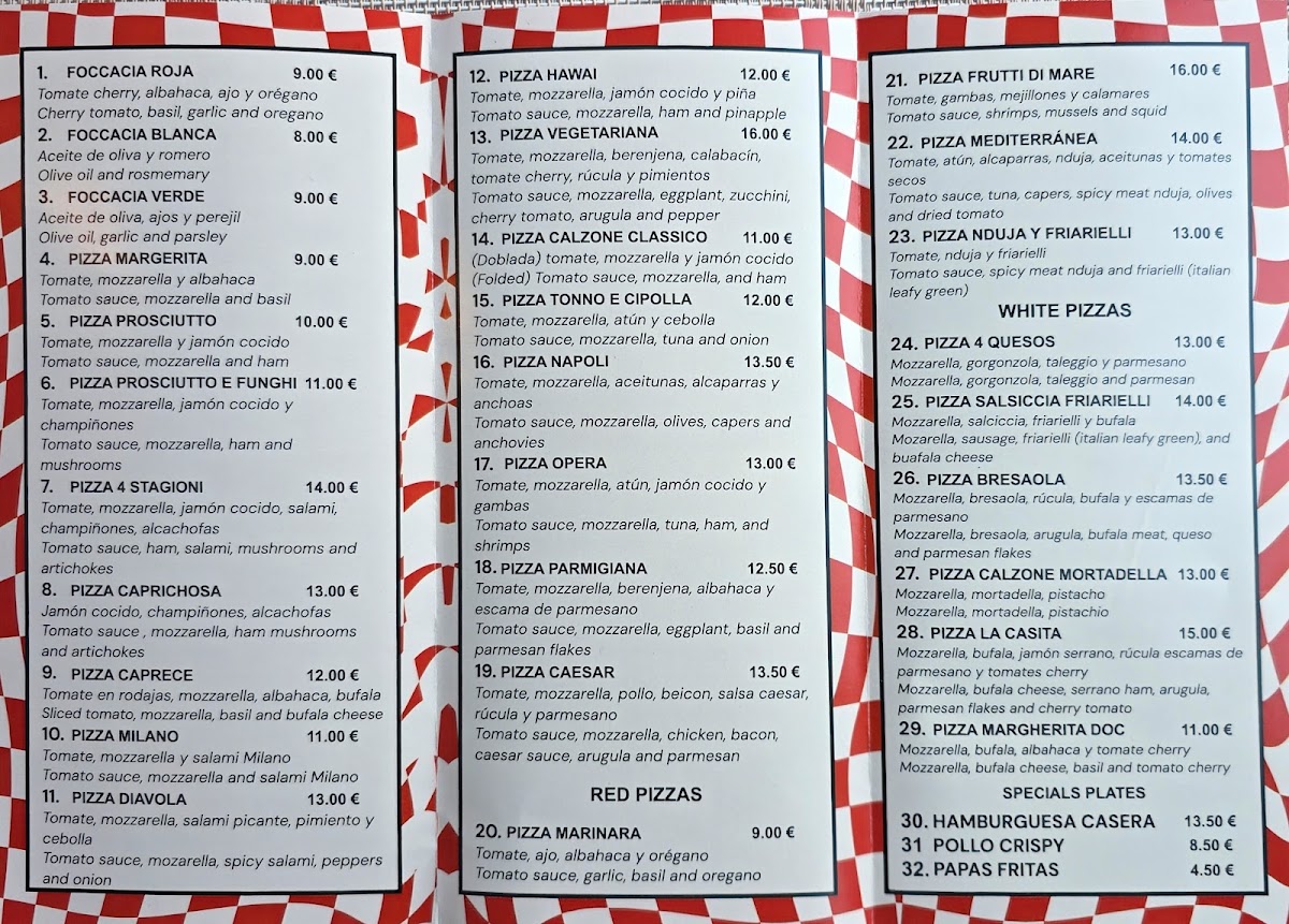 Pizzeria La Casita Photo Menu 1