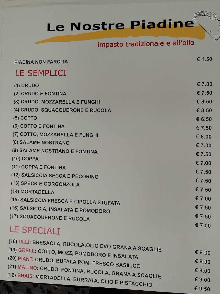 PIT STOP - Piadineria e Pizzeria Photo Menu 1
