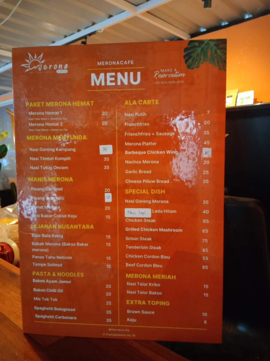 Merona Cafe Photo Menu 1