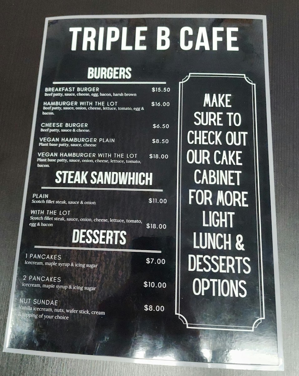 Triple B Cafe Photo Menu 1