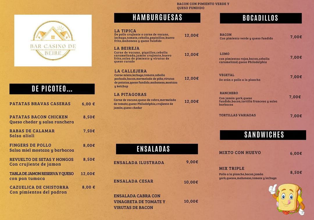 Bar casino de Beire Photo Menu 1