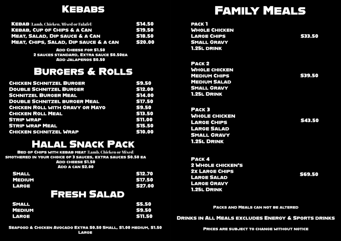 Koo Wee Rup Roast Chicken and Kebabs Photo Menu 2