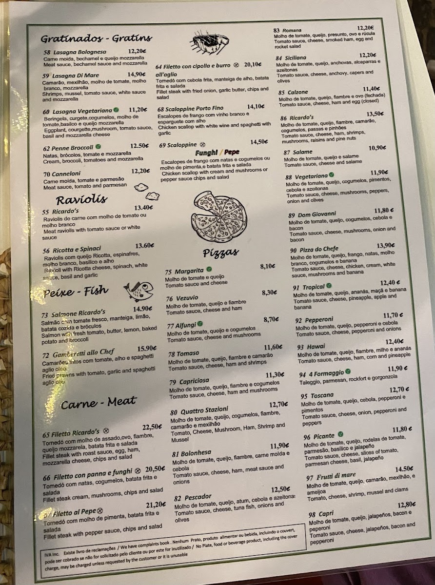 Ricardo's Pizzaria Photo Menu 8