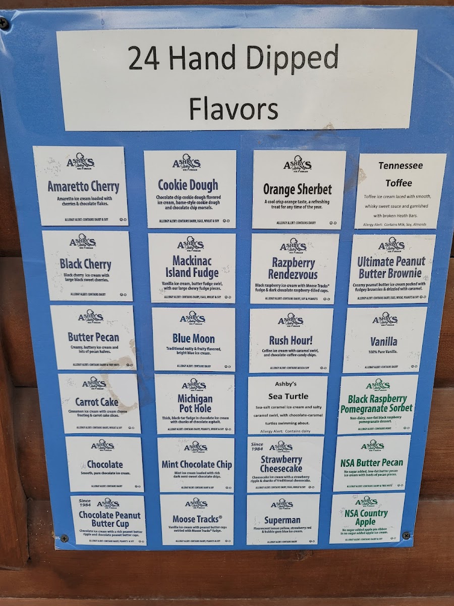Tip Top Ice Cream Shop Photo Menu 1