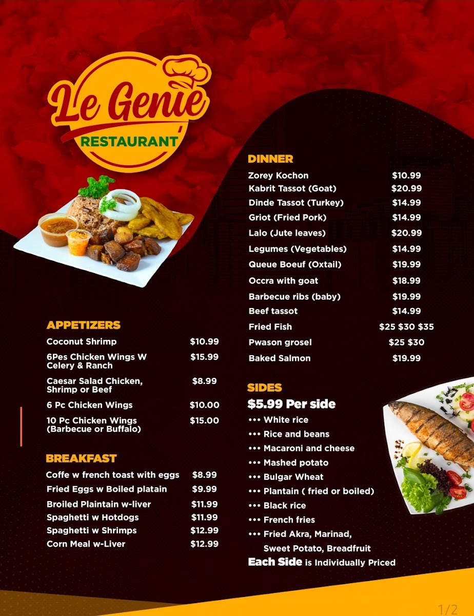 Le Genie Restaurant Photo Menu 1