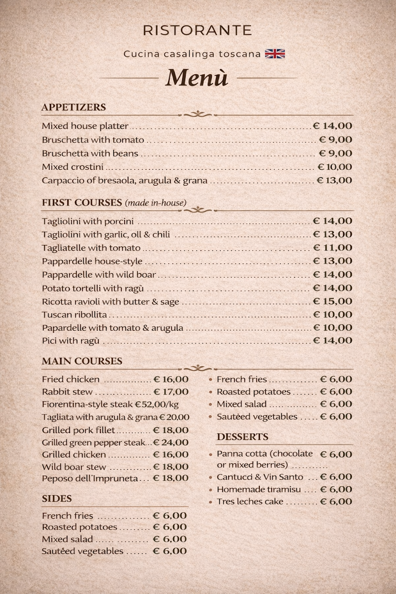 L'Arte di Dory - Cucina Casalinga in Oltrarno Photo Menu 2