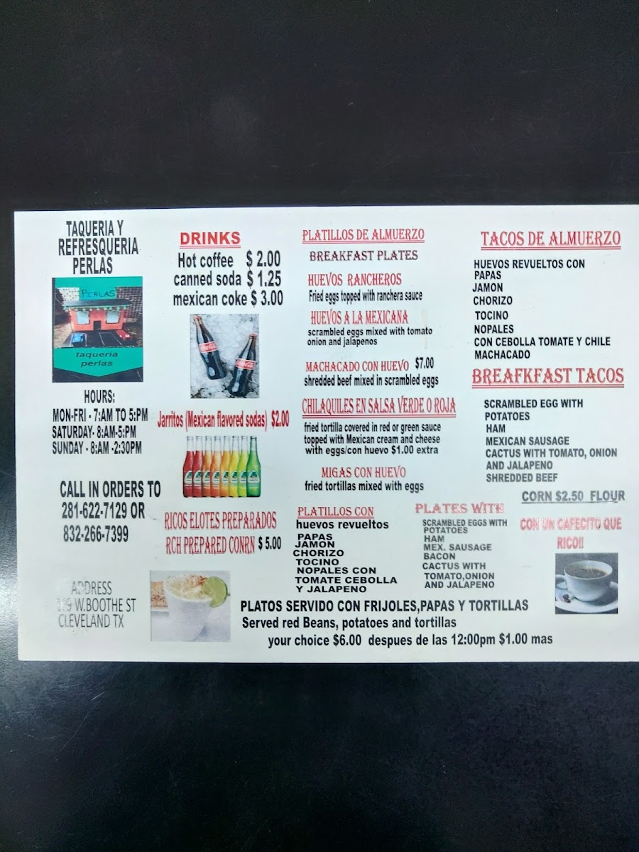Perlas Taqueria Photo Menu 9