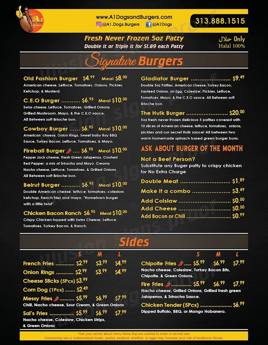 A1 Dogs & Burgers Photo Menu 2