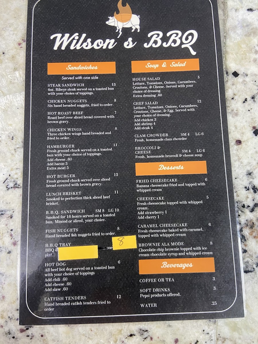 Wilson's BBQ & SeaFood Photo Menu 4