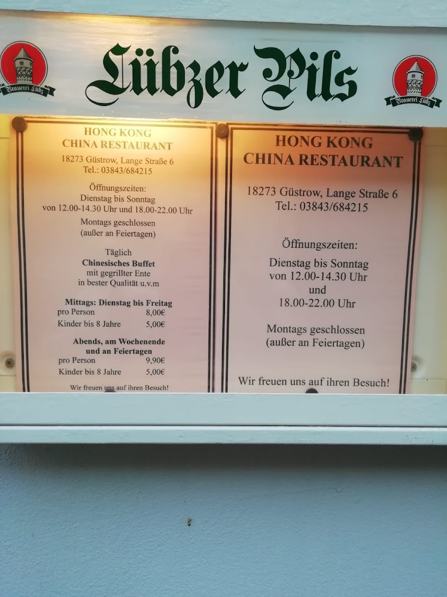 China-Restaurant Hongkong Photo Menu 1