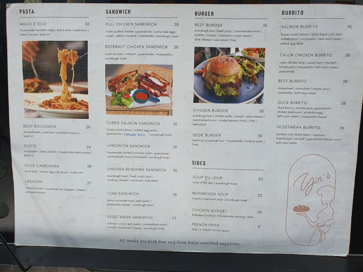 Yin's Sourdough Bakery & Cafe • Kiara Bay Photo Menu 4