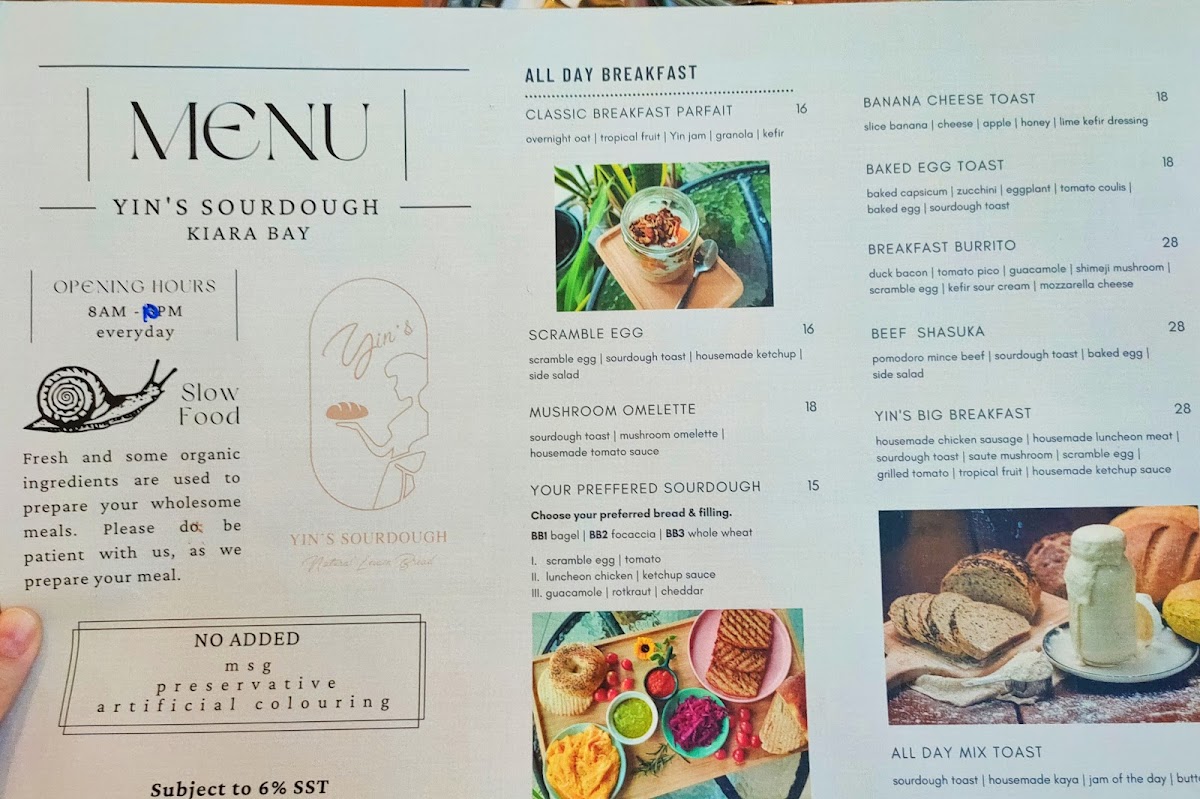 Yin's Sourdough Bakery & Cafe • Kiara Bay Photo Menu 6
