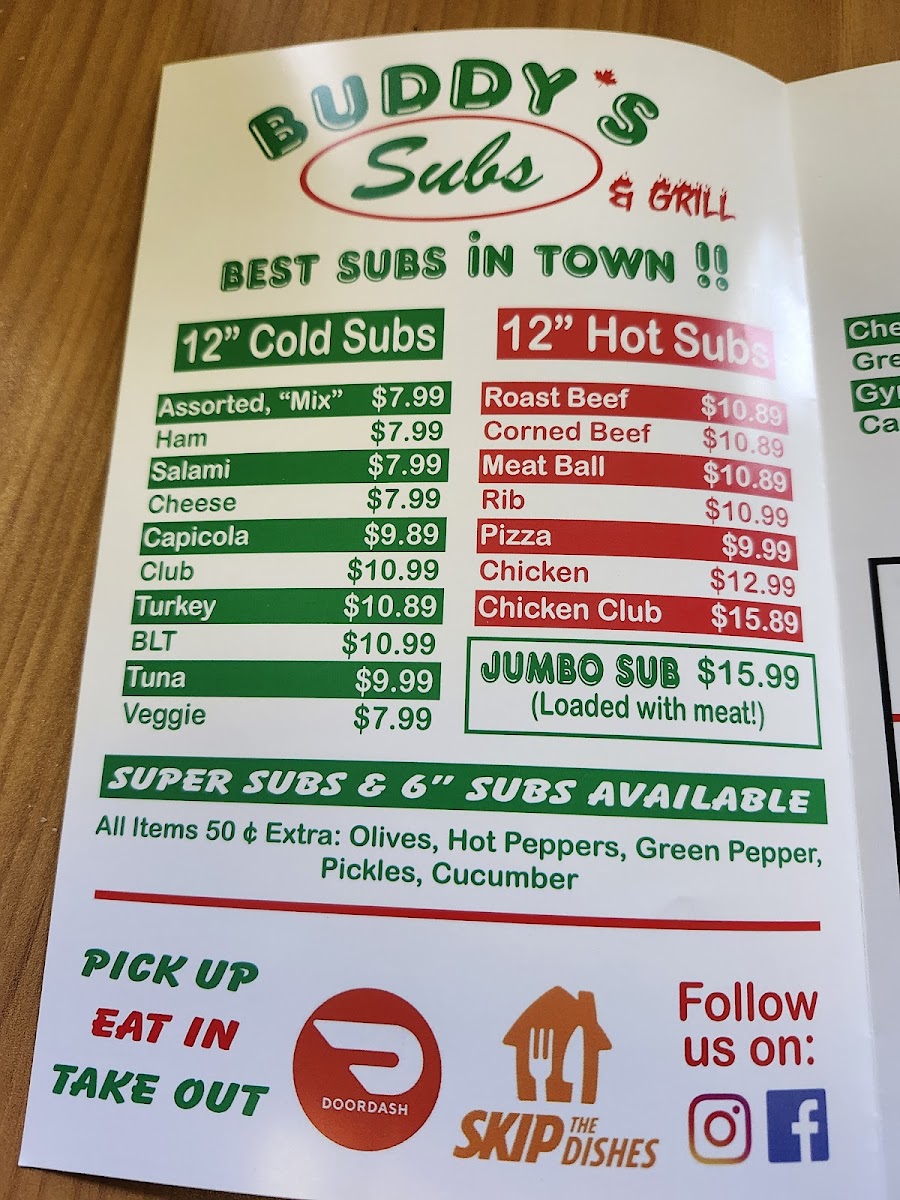 Buddy's Subs Photo Menu 4