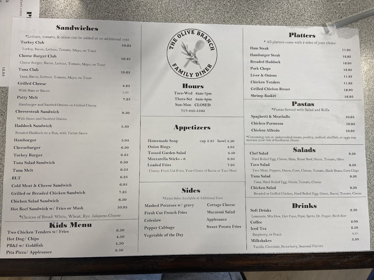 Olive Branch Family Diner Photo Menu 1