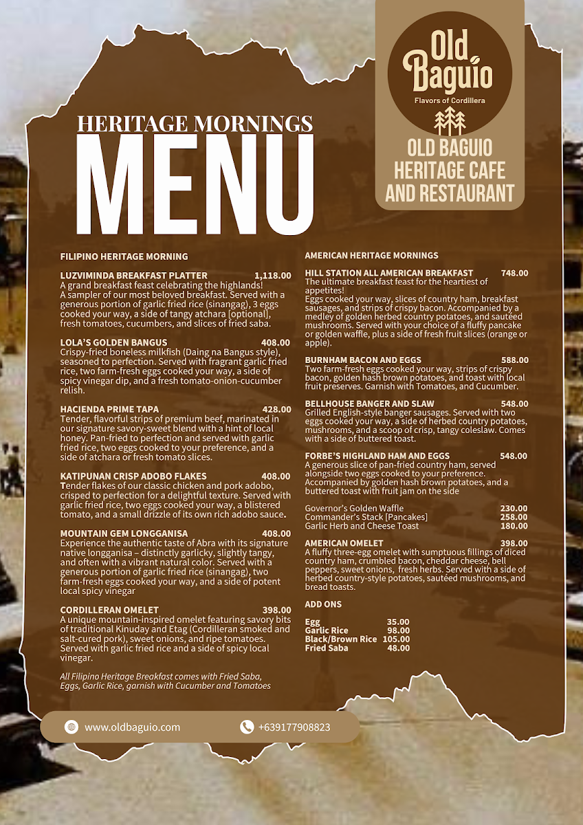 Old Baguio Heritage Cafe and Restaurant Photo Menu 7