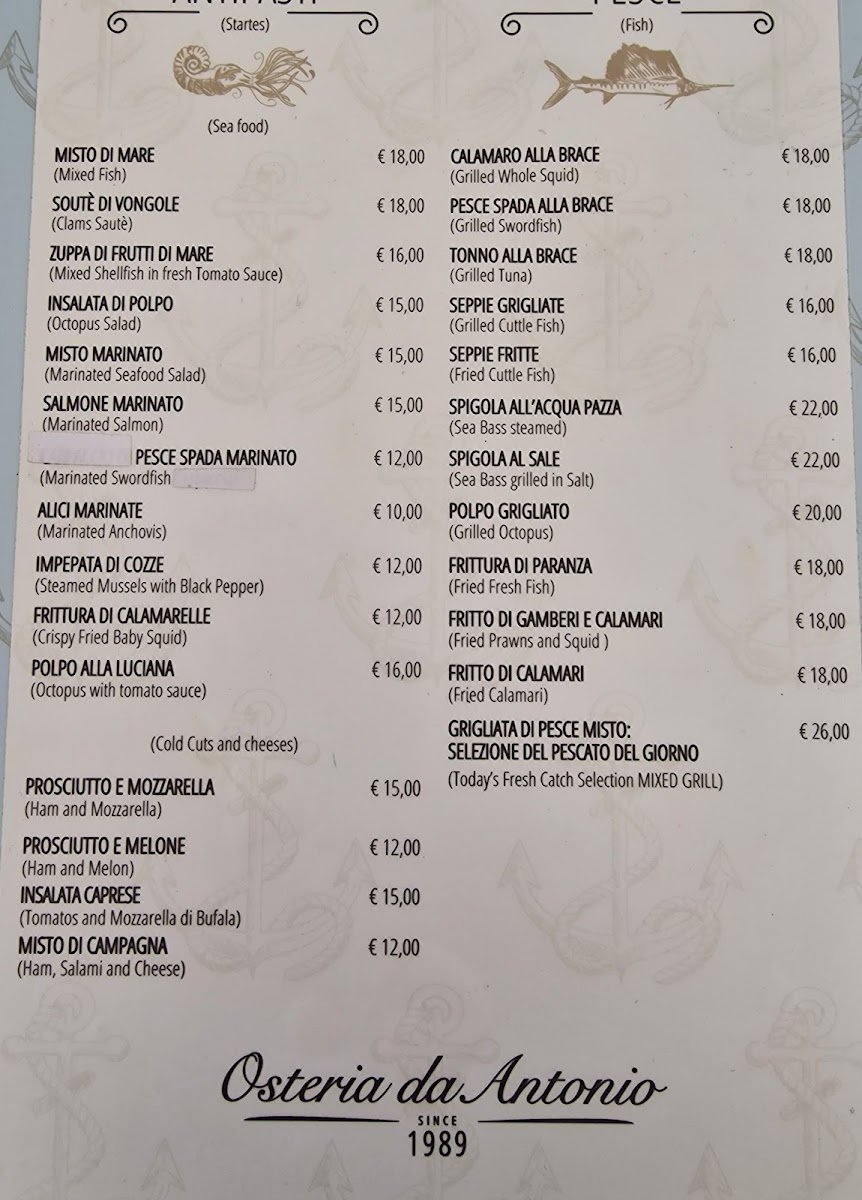 Osteria Da Antonio Photo Menu 1