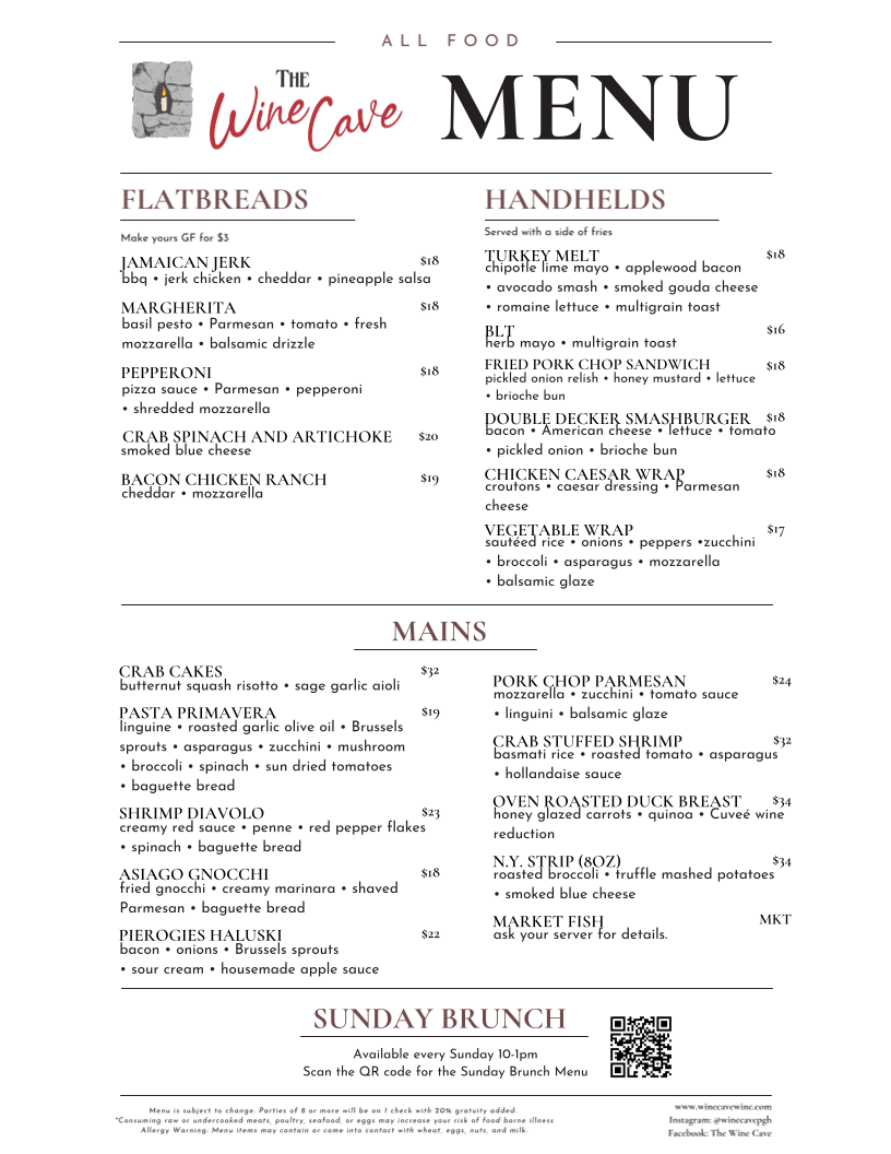 The Wine Cave Photo Menu 1