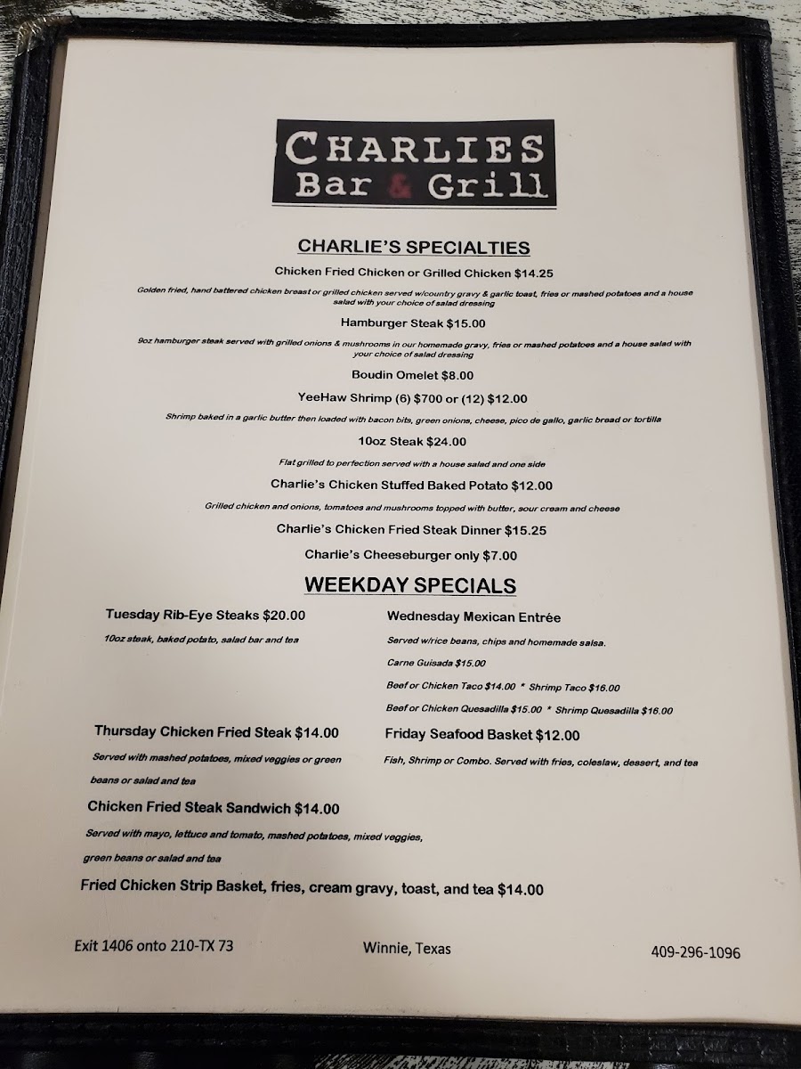 Charlie's Bar and Grill Photo Menu 7