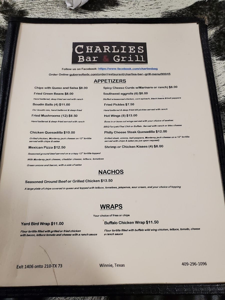 Charlie's Bar and Grill Photo Menu 8