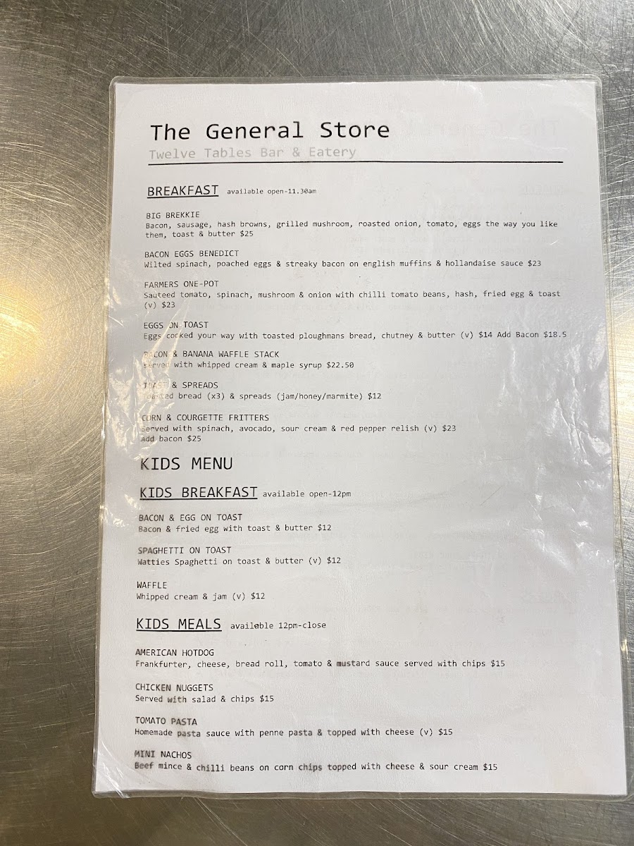Twelve Table Bar & Eatery Waitomo (The General Store) Photo Menu 3