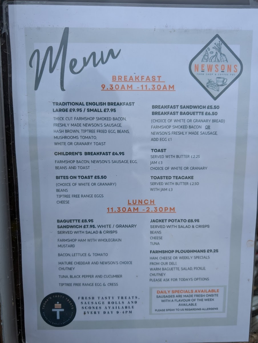 Newsons Farm shop & Coffee Pot Photo Menu 1