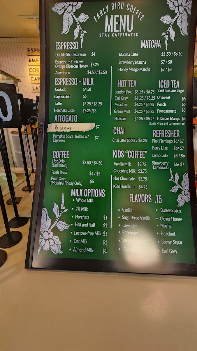 Early Bird Coffee Photo Menu 3