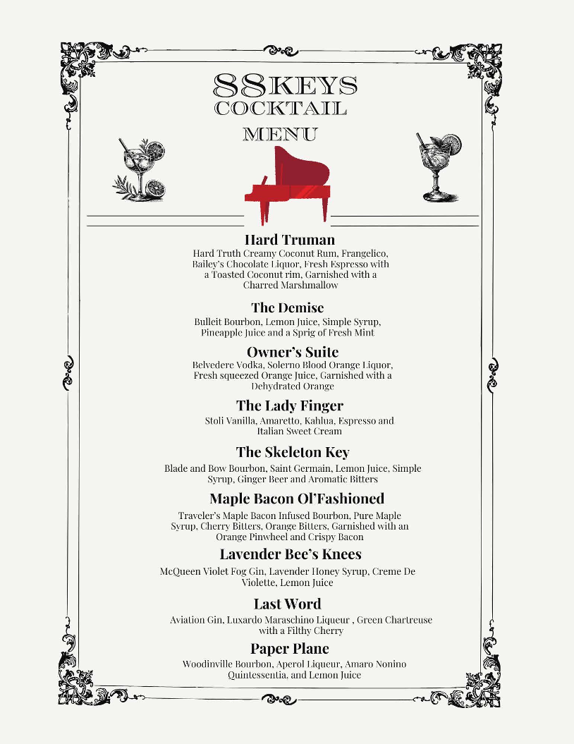 88 Keys Florida Restaurant & Bar Photo Menu 2
