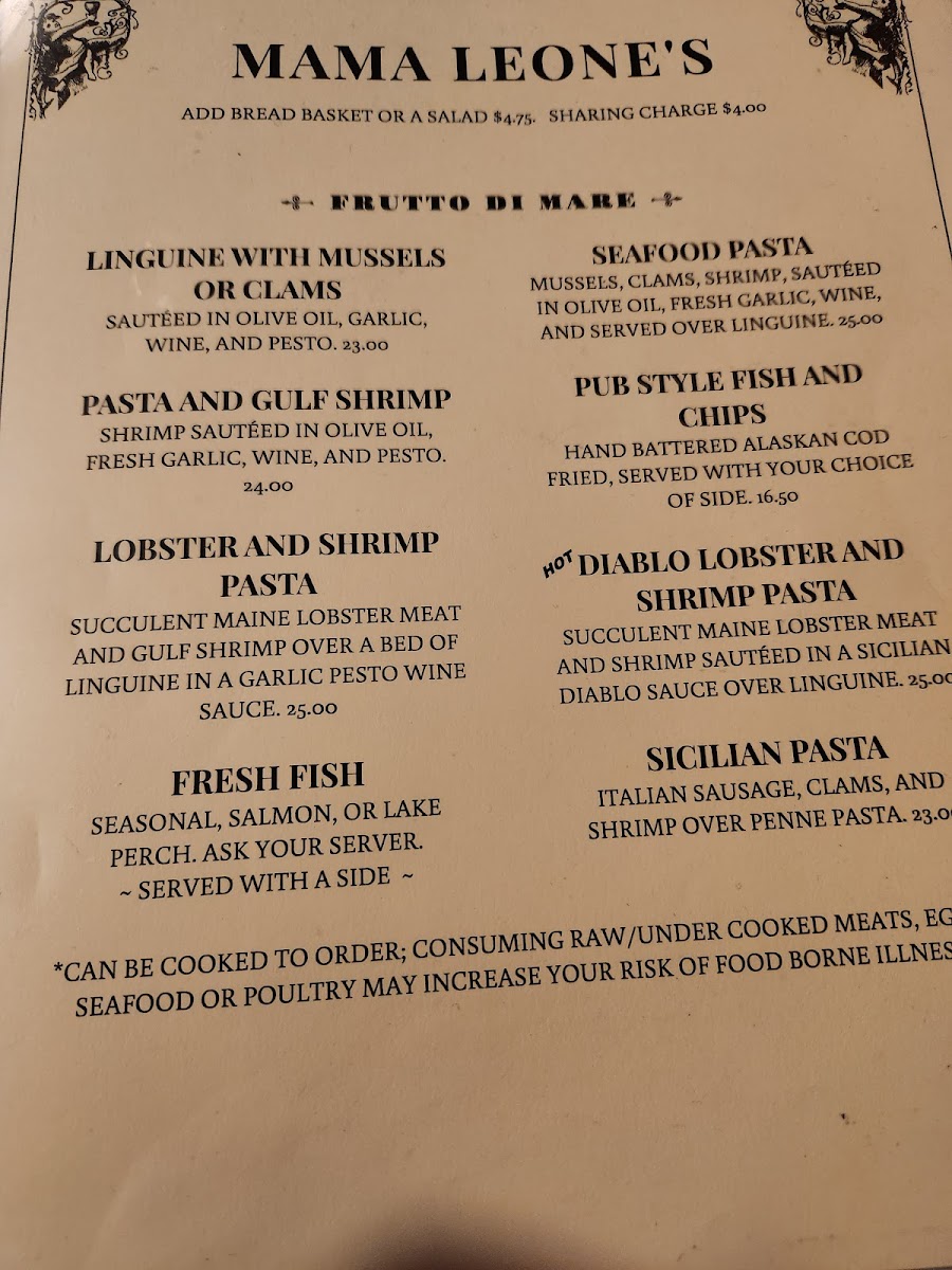 Mama Leone's Italian Restaurant Photo Menu 10