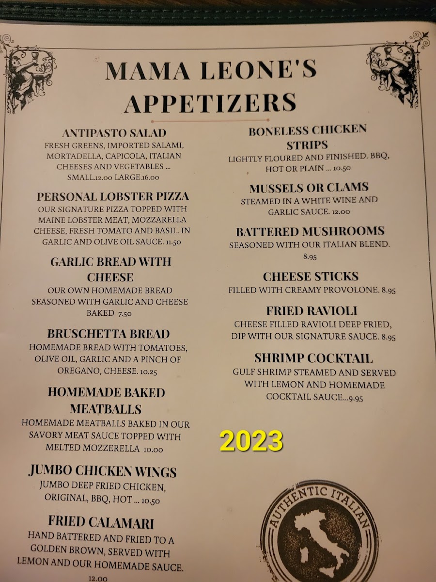 Mama Leone's Italian Restaurant Photo Menu 2
