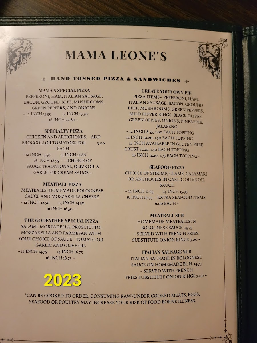 Mama Leone's Italian Restaurant Photo Menu 4
